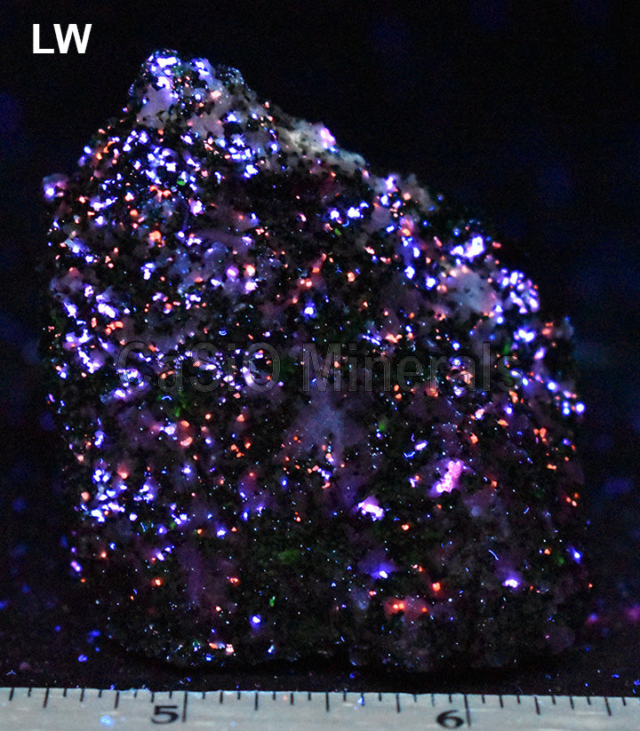 Sphalerite, Cleiophane, Calcite (white FL), Willemite