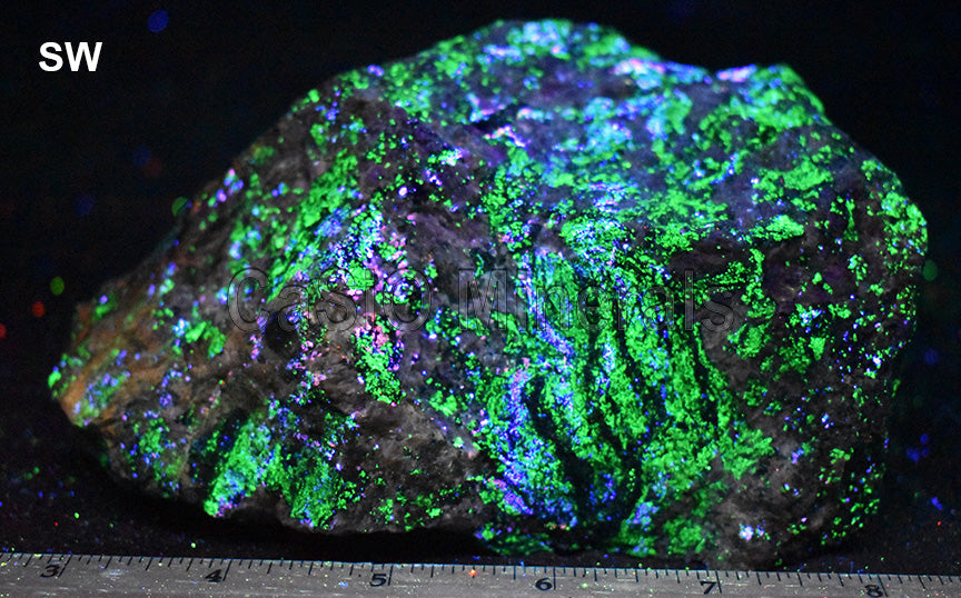 Willemite, Sphalerite, Cleiophane, Calcite (white FL)